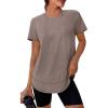 image:imageXIEERDUO Womens Workout Tops Short Sleeve Shirts with Sun Protection UPF 50 Quick Dry Outfits for Hiking Running S3XL16 Brown