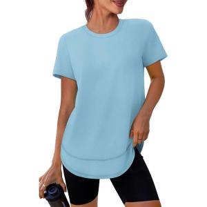 image:imageXIEERDUO Womens Workout Tops Short Sleeve Shirts with Sun Protection UPF 50 Quick Dry Outfits for Hiking Running S3XL19 Baby Blue