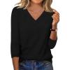 image:imageXIEERDUO 34 Length Sleeve Womens Tops V Neck T Shirts Summer Clothes Basic Blouses Dressy Casual 2026 Spring OutfitsBlack