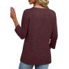 image:imageXIEERDUO 34 Length Sleeve Womens Tops V Neck T Shirts Summer Clothes Basic Blouses Dressy Casual 2026 Spring OutfitsBurgundy