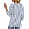 image:imageXIEERDUO 34 Length Sleeve Womens Tops V Neck T Shirts Summer Clothes Basic Blouses Dressy Casual 2026 Spring OutfitsPatternedblue Striped