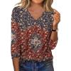 image:imageXIEERDUO 34 Length Sleeve Womens Tops V Neck T Shirts Summer Clothes Basic Blouses Dressy Casual 2026 Spring OutfitsPatternedboho Floral
