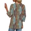 image:imageXIEERDUO 34 Length Sleeve Womens Tops V Neck T Shirts Summer Clothes Basic Blouses Dressy Casual 2026 Spring OutfitsPatternedboho Print