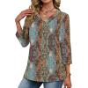 image:imageXIEERDUO 34 Length Sleeve Womens Tops V Neck T Shirts Summer Clothes Basic Blouses Dressy Casual 2026 Spring OutfitsPatternedboho Print