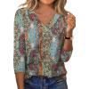 image:imageXIEERDUO 34 Length Sleeve Womens Tops V Neck T Shirts Summer Clothes Basic Blouses Dressy Casual 2026 Spring OutfitsPatternedboho Print