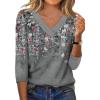image:imageXIEERDUO 34 Length Sleeve Womens Tops V Neck T Shirts Summer Clothes Basic Blouses Dressy Casual 2026 Spring OutfitsPatternedgrey Floral
