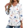 image:imageXIEERDUO 34 Length Sleeve Womens Tops V Neck T Shirts Summer Clothes Basic Blouses Dressy Casual 2026 Spring OutfitsPatternedwhite Floral