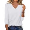 image:imageXIEERDUO 34 Length Sleeve Womens Tops V Neck T Shirts Summer Clothes Basic Blouses Dressy Casual 2026 Spring OutfitsWhite