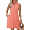 image:imageXIEERDUO Summer Dresses for Women 2026 Beach Vacation Clothes V Neck Button Sundresses with PocketsCoral