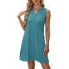 image:imageXIEERDUO Summer Dresses for Women 2026 Beach Vacation Clothes V Neck Button Sundresses with PocketsPlain Blue