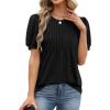 image:imageXIEERDUO Womens Tops Summer Short Sleeve Sweater Dressy Casual Blouses Business Trendy Tunic Shirts Fashion Clothes 2026Black