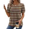 image:imageXIEERDUO Womens Tops Summer Short Sleeve Sweater Dressy Casual Blouses Business Trendy Tunic Shirts Fashion Clothes 2026Black White Trim