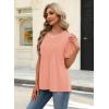 image:imageXIEERDUO Womens Tops Summer Short Sleeve Sweater Dressy Casual Blouses Business Trendy Tunic Shirts Fashion Clothes 2026Coral