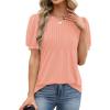 image:imageXIEERDUO Womens Tops Summer Short Sleeve Sweater Dressy Casual Blouses Business Trendy Tunic Shirts Fashion Clothes 2026Coral