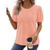 image:imageXIEERDUO Womens Tops Summer Short Sleeve Sweater Dressy Casual Blouses Business Trendy Tunic Shirts Fashion Clothes 2026Coral