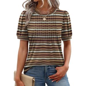 image:imageXIEERDUO Womens Tops Summer Short Sleeve Sweater Dressy Casual Blouses Business Trendy Tunic Shirts Fashion Clothes 2026Black White Trim