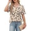 image:imageWomens Short Sleeve Tops Dressy Casual V Neck Oversized Summer Trendy Shirts Business Work BlousesApricot Print