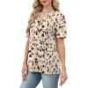 image:imageWomens Short Sleeve Tops Dressy Casual V Neck Oversized Summer Trendy Shirts Business Work BlousesApricot Print