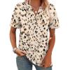 image:imageWomens Short Sleeve Tops Dressy Casual V Neck Oversized Summer Trendy Shirts Business Work BlousesApricot Print