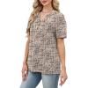 image:imageWomens Short Sleeve Tops Dressy Casual V Neck Oversized Summer Trendy Shirts Business Work BlousesBeige Black Print