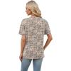 image:imageWomens Short Sleeve Tops Dressy Casual V Neck Oversized Summer Trendy Shirts Business Work BlousesBeige Black Print