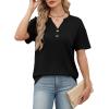 image:imageWomens Short Sleeve Tops Dressy Casual V Neck Oversized Summer Trendy Shirts Business Work BlousesBlack