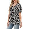 image:imageWomens Short Sleeve Tops Dressy Casual V Neck Oversized Summer Trendy Shirts Business Work BlousesBlack Flower
