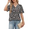 image:imageWomens Short Sleeve Tops Dressy Casual V Neck Oversized Summer Trendy Shirts Business Work BlousesBlack Flower