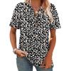 image:imageWomens Short Sleeve Tops Dressy Casual V Neck Oversized Summer Trendy Shirts Business Work BlousesBlack Flower