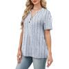 image:imageWomens Short Sleeve Tops Dressy Casual V Neck Oversized Summer Trendy Shirts Business Work BlousesBlue White Stripes