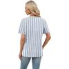 image:imageWomens Short Sleeve Tops Dressy Casual V Neck Oversized Summer Trendy Shirts Business Work BlousesBlue White Stripes