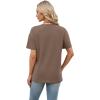 image:imageWomens Short Sleeve Tops Dressy Casual V Neck Oversized Summer Trendy Shirts Business Work BlousesCoffee
