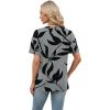 image:imageWomens Short Sleeve Tops Dressy Casual V Neck Oversized Summer Trendy Shirts Business Work BlousesGrey Black Leaves
