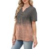 image:imageWomens Short Sleeve Tops Dressy Casual V Neck Oversized Summer Trendy Shirts Business Work BlousesGrey Pink Print