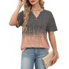 image:imageWomens Short Sleeve Tops Dressy Casual V Neck Oversized Summer Trendy Shirts Business Work BlousesGrey Pink Print
