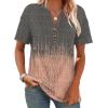 image:imageWomens Short Sleeve Tops Dressy Casual V Neck Oversized Summer Trendy Shirts Business Work BlousesGrey Pink Print