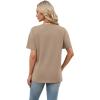 image:imageWomens Short Sleeve Tops Dressy Casual V Neck Oversized Summer Trendy Shirts Business Work BlousesKhaki