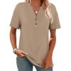 image:imageWomens Short Sleeve Tops Dressy Casual V Neck Oversized Summer Trendy Shirts Business Work BlousesKhaki