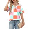 image:imageWomens Short Sleeve Tops Dressy Casual V Neck Oversized Summer Trendy Shirts Business Work BlousesLight Blue Square