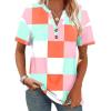 image:imageWomens Short Sleeve Tops Dressy Casual V Neck Oversized Summer Trendy Shirts Business Work BlousesLight Blue Square