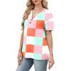 image:imageWomens Short Sleeve Tops Dressy Casual V Neck Oversized Summer Trendy Shirts Business Work BlousesLight Blue Square