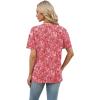 image:imageWomens Short Sleeve Tops Dressy Casual V Neck Oversized Summer Trendy Shirts Business Work BlousesRose Red Print