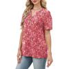 image:imageWomens Short Sleeve Tops Dressy Casual V Neck Oversized Summer Trendy Shirts Business Work BlousesRose Red Print
