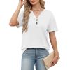 image:imageWomens Short Sleeve Tops Dressy Casual V Neck Oversized Summer Trendy Shirts Business Work BlousesWhite