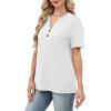 image:imageWomens Short Sleeve Tops Dressy Casual V Neck Oversized Summer Trendy Shirts Business Work BlousesWhite