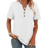 image:imageWomens Short Sleeve Tops Dressy Casual V Neck Oversized Summer Trendy Shirts Business Work BlousesWhite
