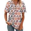 image:imageWomens Short Sleeve Tops Dressy Casual V Neck Oversized Summer Trendy Shirts Business Work BlousesWhite Patterned Flower