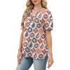 image:imageWomens Short Sleeve Tops Dressy Casual V Neck Oversized Summer Trendy Shirts Business Work BlousesWhite Patterned Flower