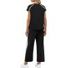 image:imageXIEERDUO 2 Piece Sets for Women Crew Neck Travel Airport Outfits Summer Fashion Clothing Cap Sleeve Tops Wide Legs Pants SetBlack