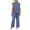 image:imageXIEERDUO 2 Piece Sets for Women Crew Neck Travel Airport Outfits Summer Fashion Clothing Cap Sleeve Tops Wide Legs Pants SetBlue